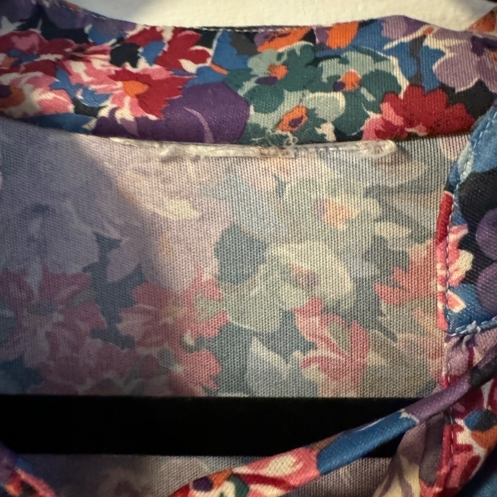 1970’s Floral Flower Power Womens Blouse Bow Tie Top Medium Vintage - Picture 6 of 10